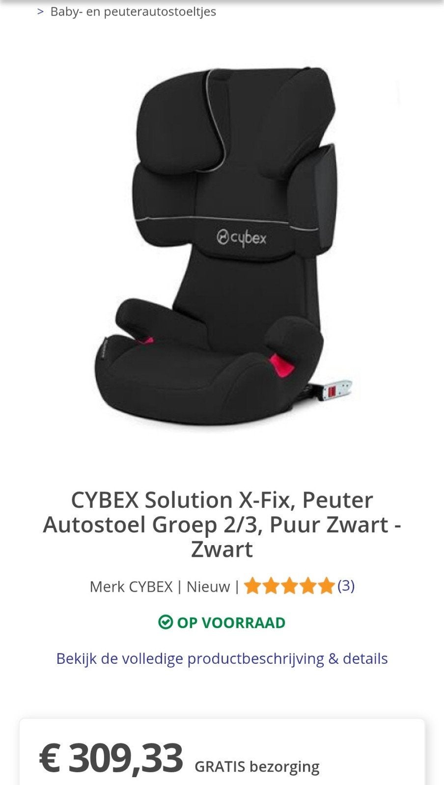 CYBEX Solution X-Fix Autostoel Groep 2/3 (15-36 kg), Ophalen