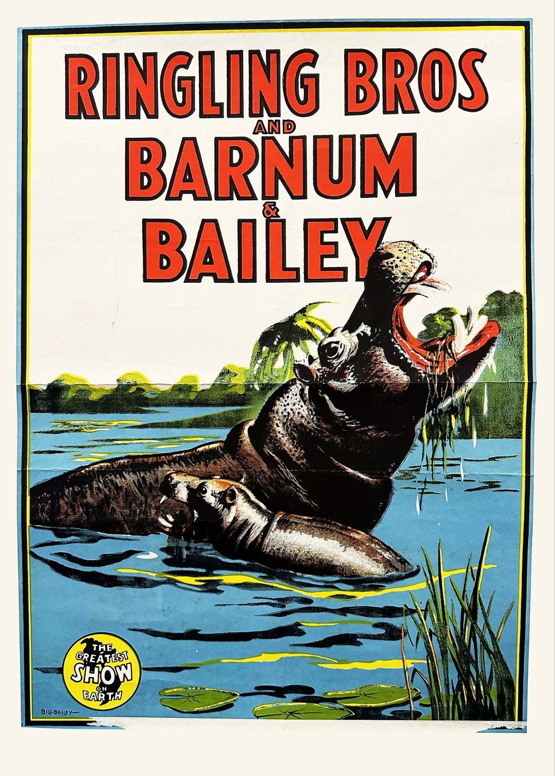 Vintage Ringling Bros. & Barnum & Bailey Circus Poster, Ophalen of Verzenden, A1 t/m A3, Dier of Natuur, Rechthoekig Staand