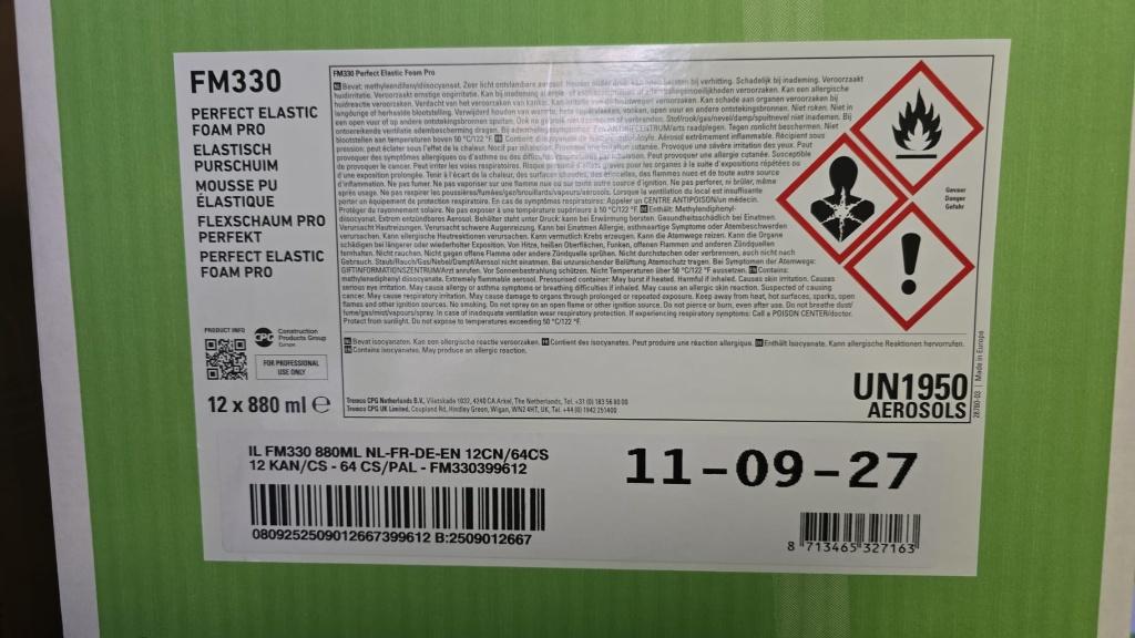 Purschuim FM330 PERFECT ELASTIC FOAM PRO 880ml illbruck, Ophalen of Verzenden, Nieuw, 15 m² of meer, Zeil