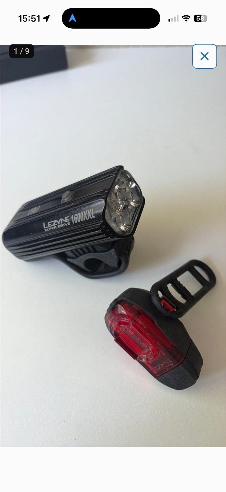 Fiets verlichting Lezyne, Ophalen, Oplaadbaar, Zo goed als nieuw, Accu