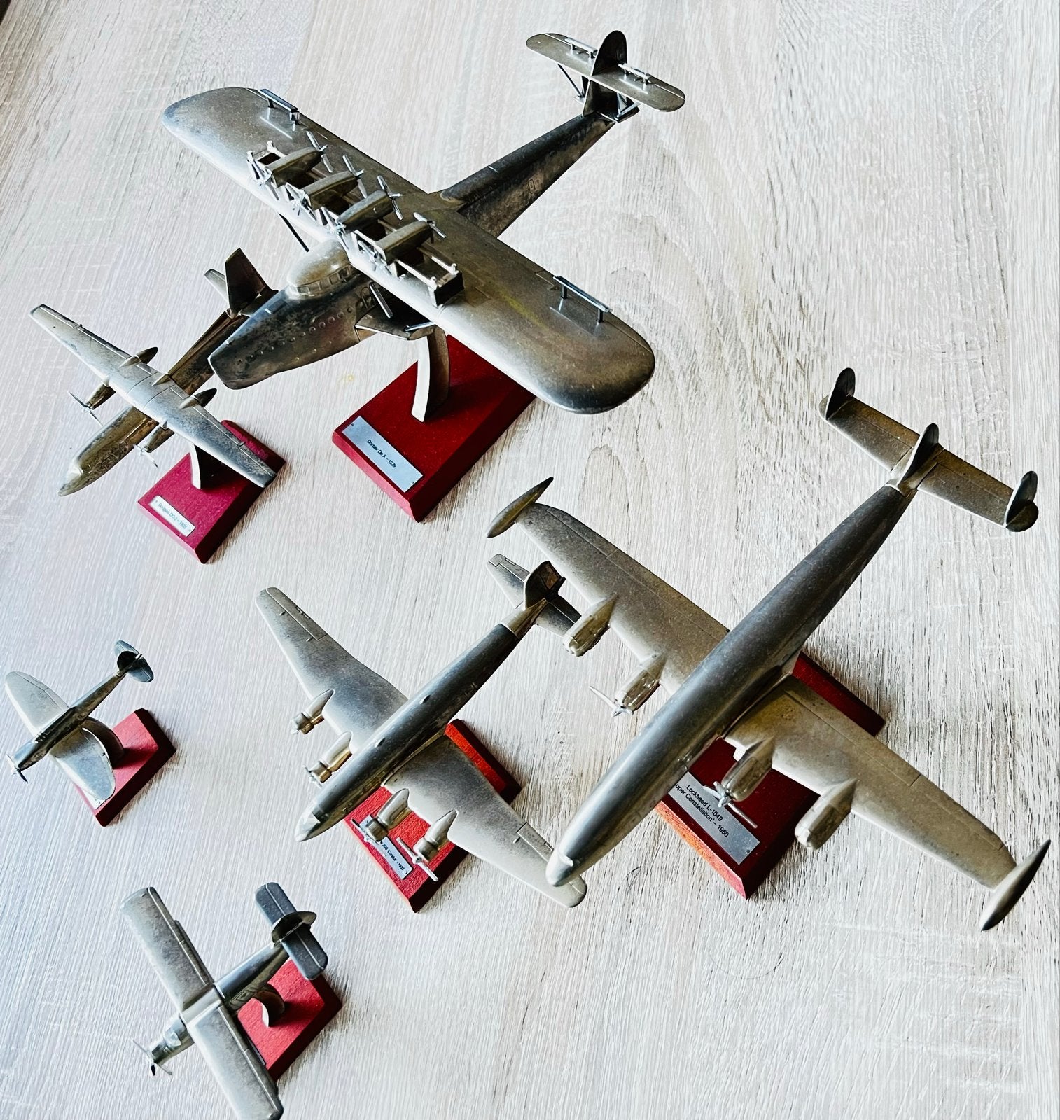 Set van 6 Vintage Vliegtuigmodellen op Sokkel, Overige merken, Gebruikt, Ophalen of Verzenden, Groter dan 1:72