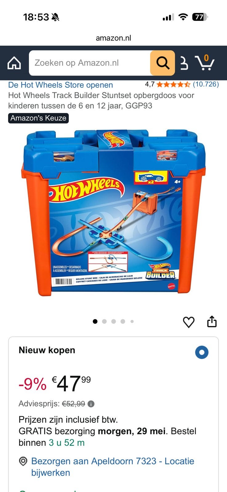 Hot wheels track builder stuntset, opbergdoos, 2 sets, Ophalen of Verzenden, Zo goed als nieuw, Handmatig, Hot Wheels