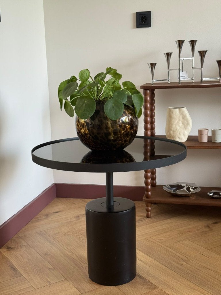 By-Boo bijzettafel zwart glas – Ø 60 cm, Huis en Inrichting, Ophalen, 50 – 75, 100 tot 150 cm, Rond