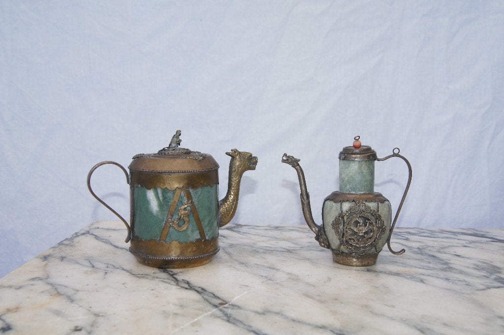 Theepotten van brons en jade ( China antiek, China, Ophalen of Verzenden, Overige typen