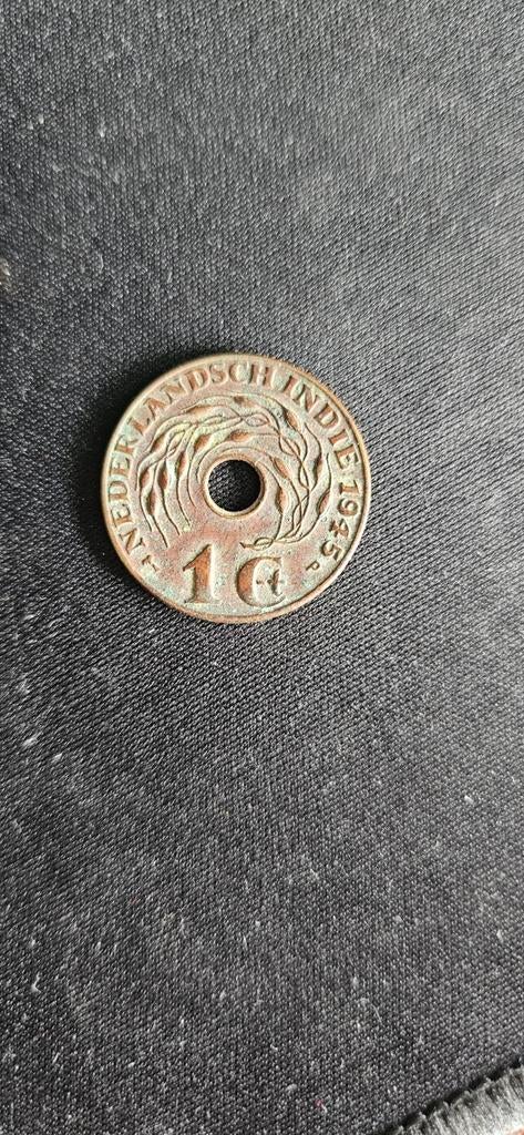 Nederlands-Indië 1 Cent 1945 Munt met gat, Ophalen of Verzenden