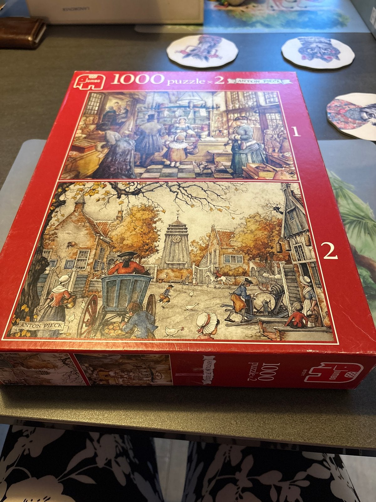 Jumbo Anton Pieck Puzzel - 2x 1000 stukjes, Ophalen of Verzenden, 500 t/m 1500 stukjes, Gebruikt, Legpuzzel
