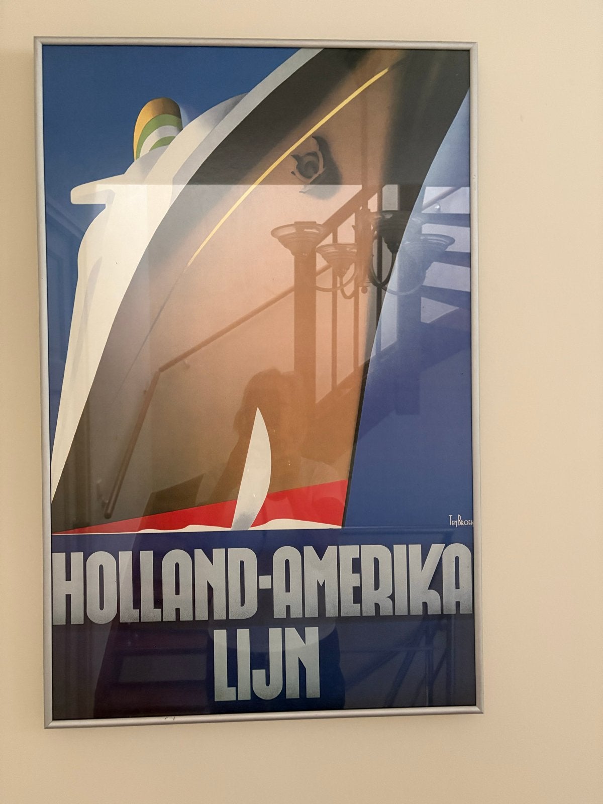 Vintage Holland-Amerika Lijn Poster (ingelijst), Ophalen, Gebruikt