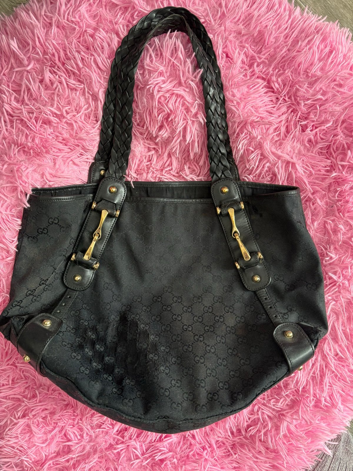 Gucci Pelham Hobo GG canvas en leer - Authentiek, Sieraden, Tassen en Uiterlijk, Ophalen of Verzenden, Gebruikt, Zwart, Handtas