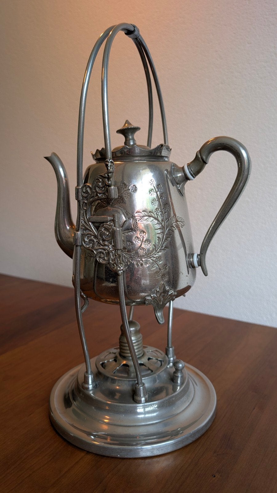 Antieke Kantelpot Gerhardi & Co met Brander - Verzilverd, Ophalen of Verzenden