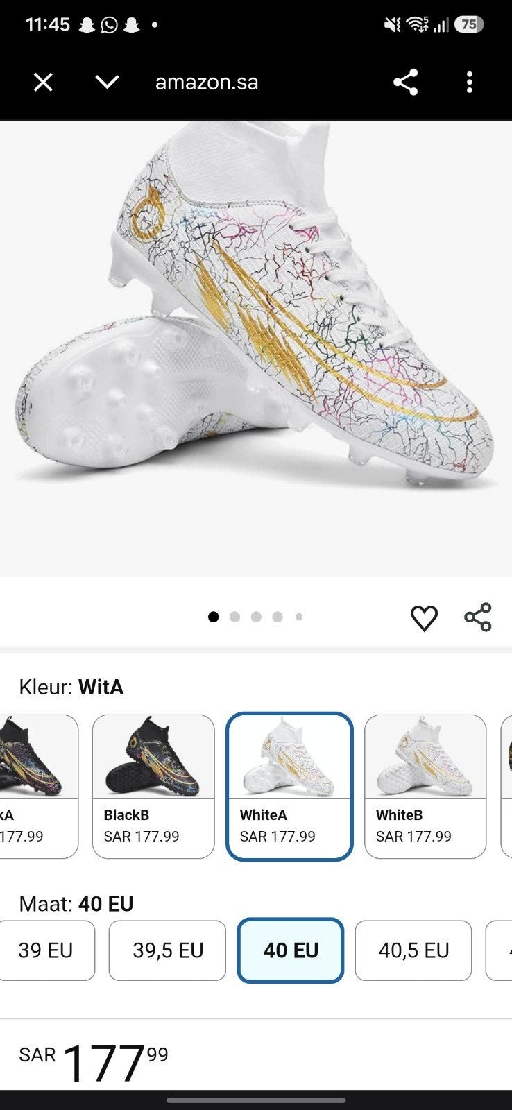 Nieuwe Voetbalschoenen Maat 40 - Wit met Kleurrijke Details, Ophalen of Verzenden, Nieuw, Schoenen