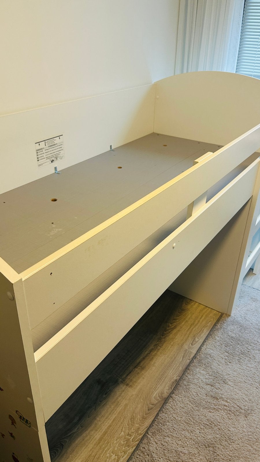 Halfhoogslaper wit met lattenbodem, Ophalen, Gebruikt, 90 cm, Eenpersoons