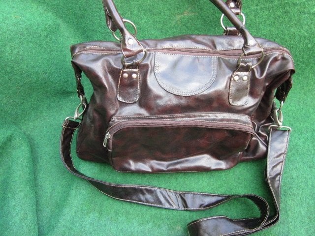 bruine dames tas/ 44-25-16cm/handvat en schouderriem, Ophalen of Verzenden, Zo goed als nieuw, Bruin, Handtas