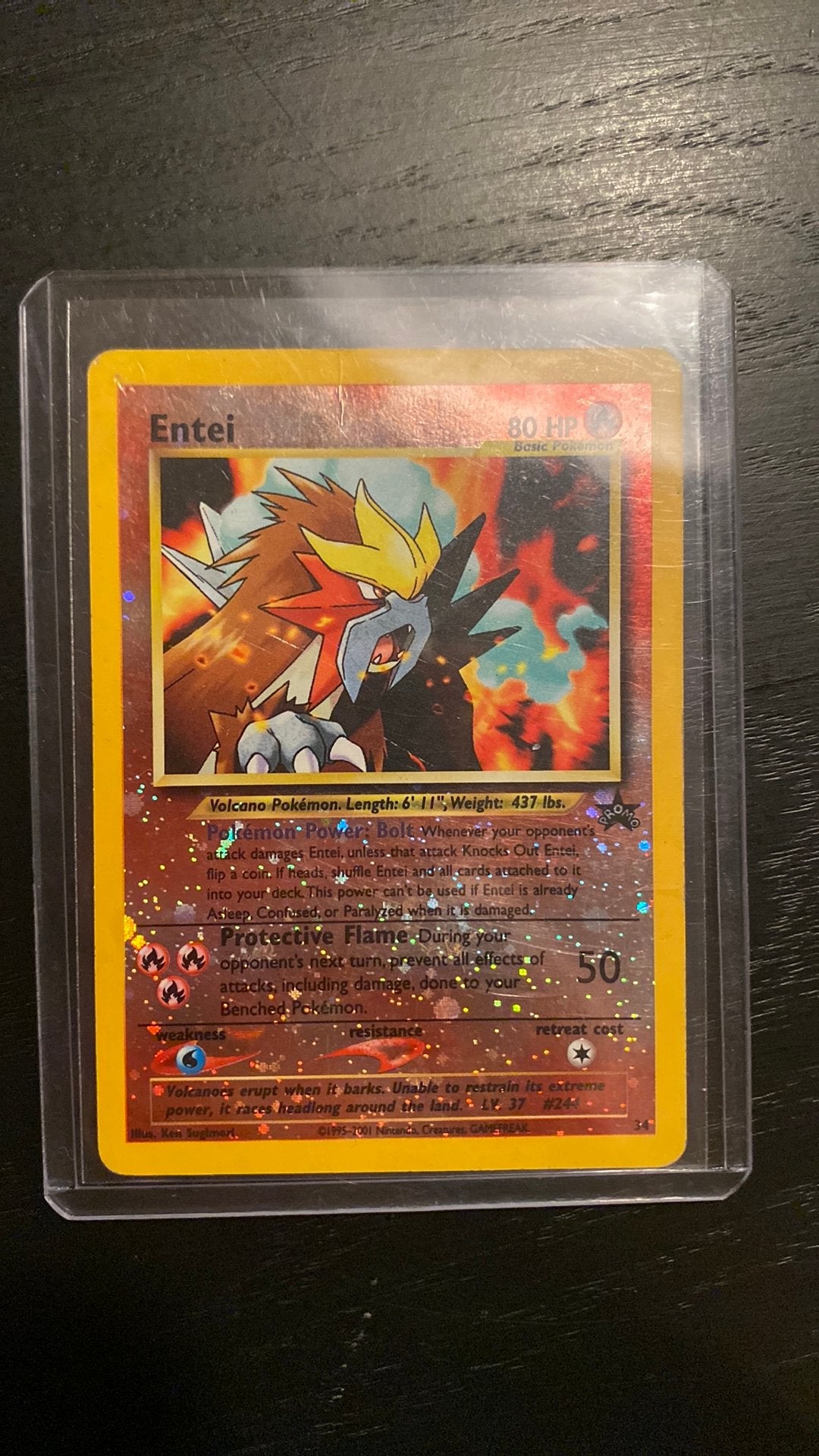 Entei pokemon kaart 34, Verzenden, Zo goed als nieuw, Losse kaart