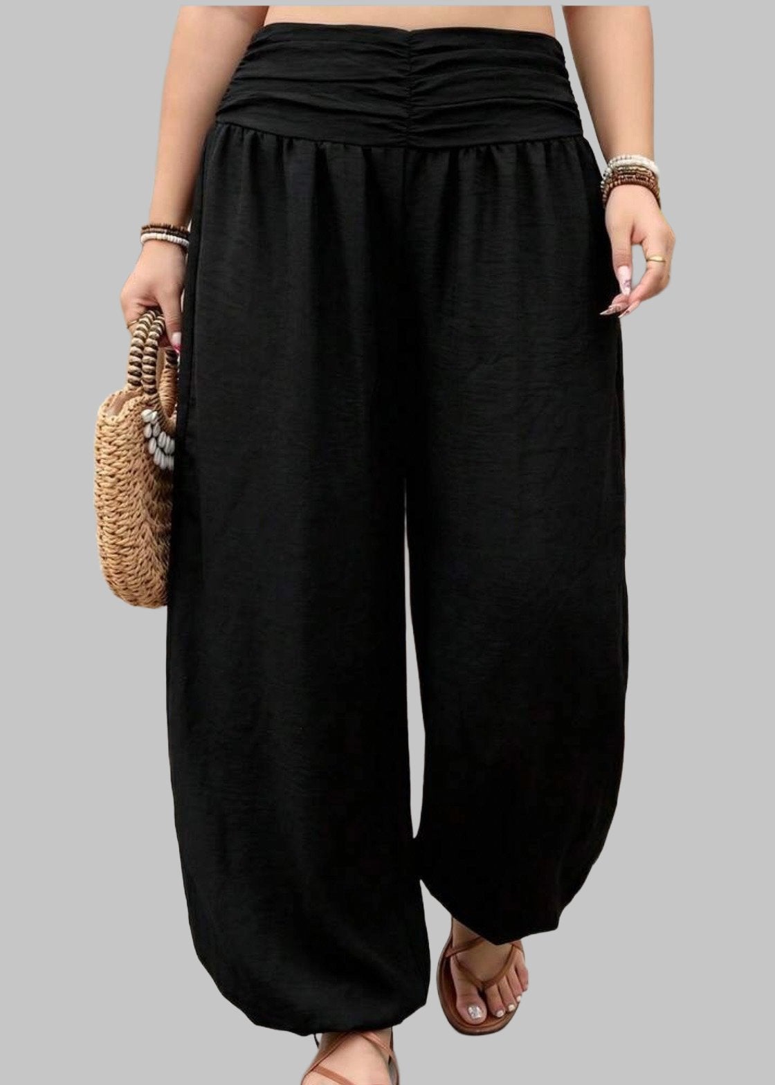 Zwarte Harembroek met Hoge Taille (44-52), Verzenden, Nieuw, Zwart, Broek of Spijkerbroek