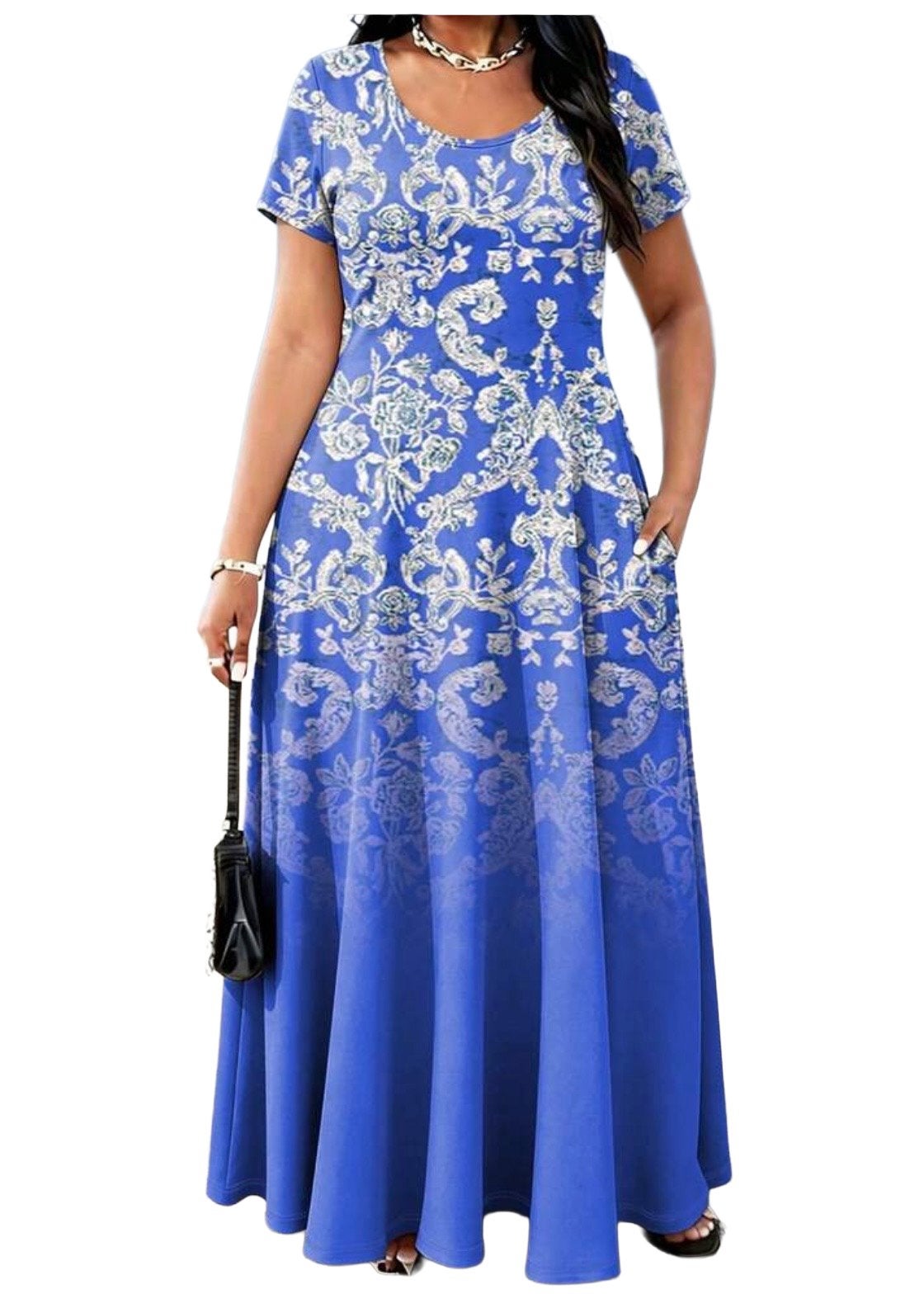 Maxi Jurk - Blauw (46-54), Verzenden, Nieuw, Blauw, Jurk