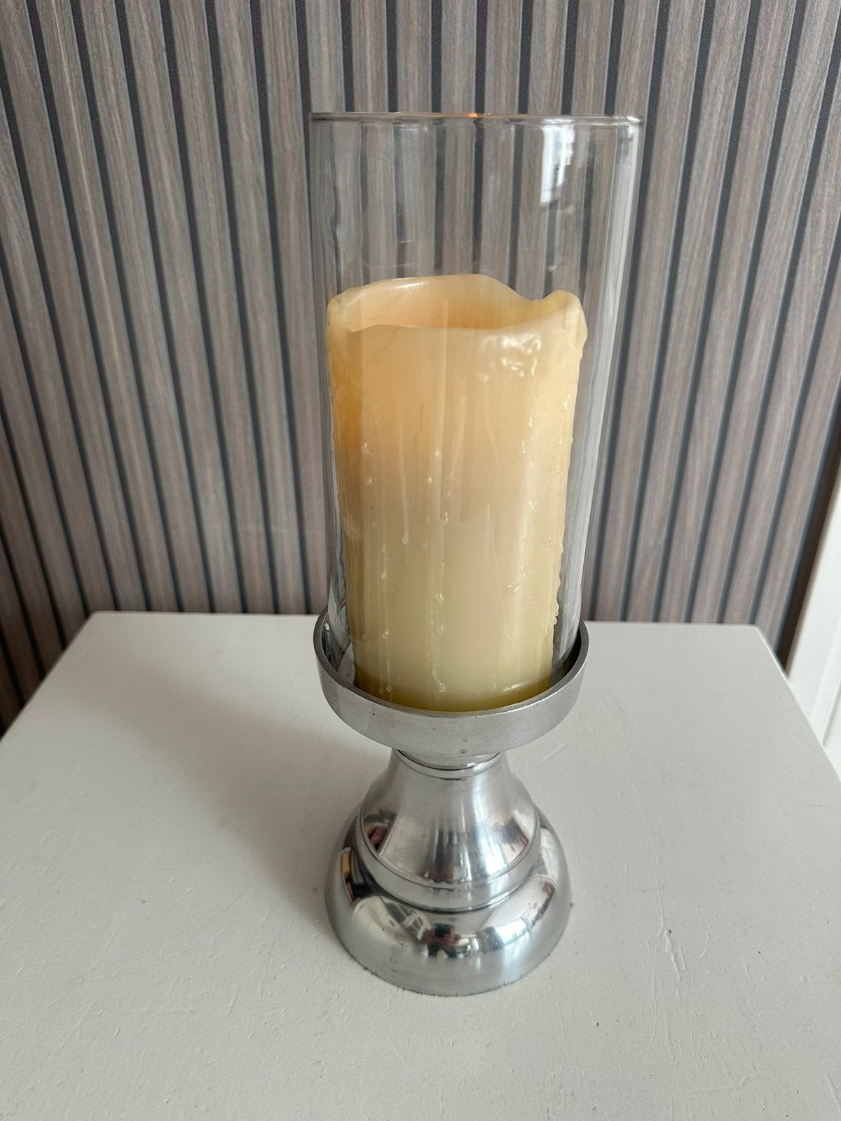 Windlicht op voet met kaars ️, Overige materialen, Windlicht, Gebruikt, Overige merken