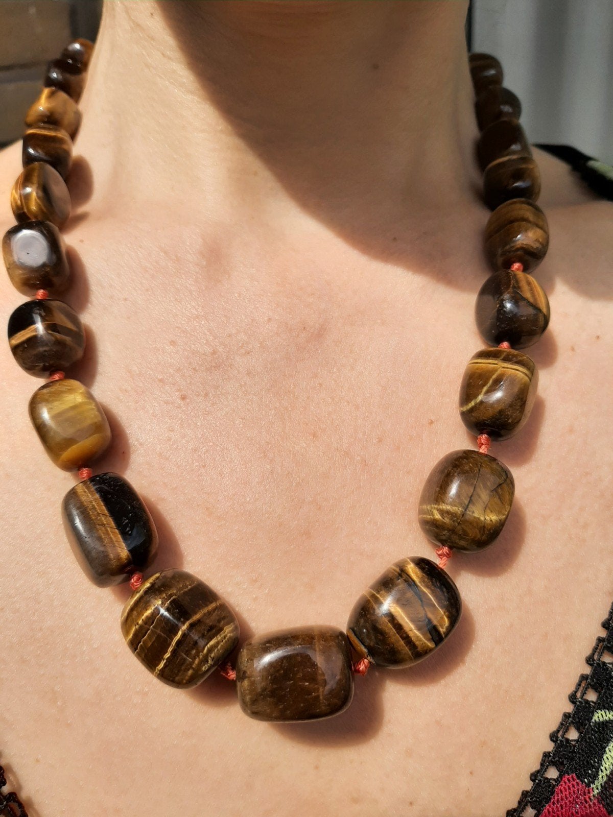 Vanoli collier / ketting van tijgeroog, Daiva1973@hotmail.com, Vanoli, Bruin, Amsterdam