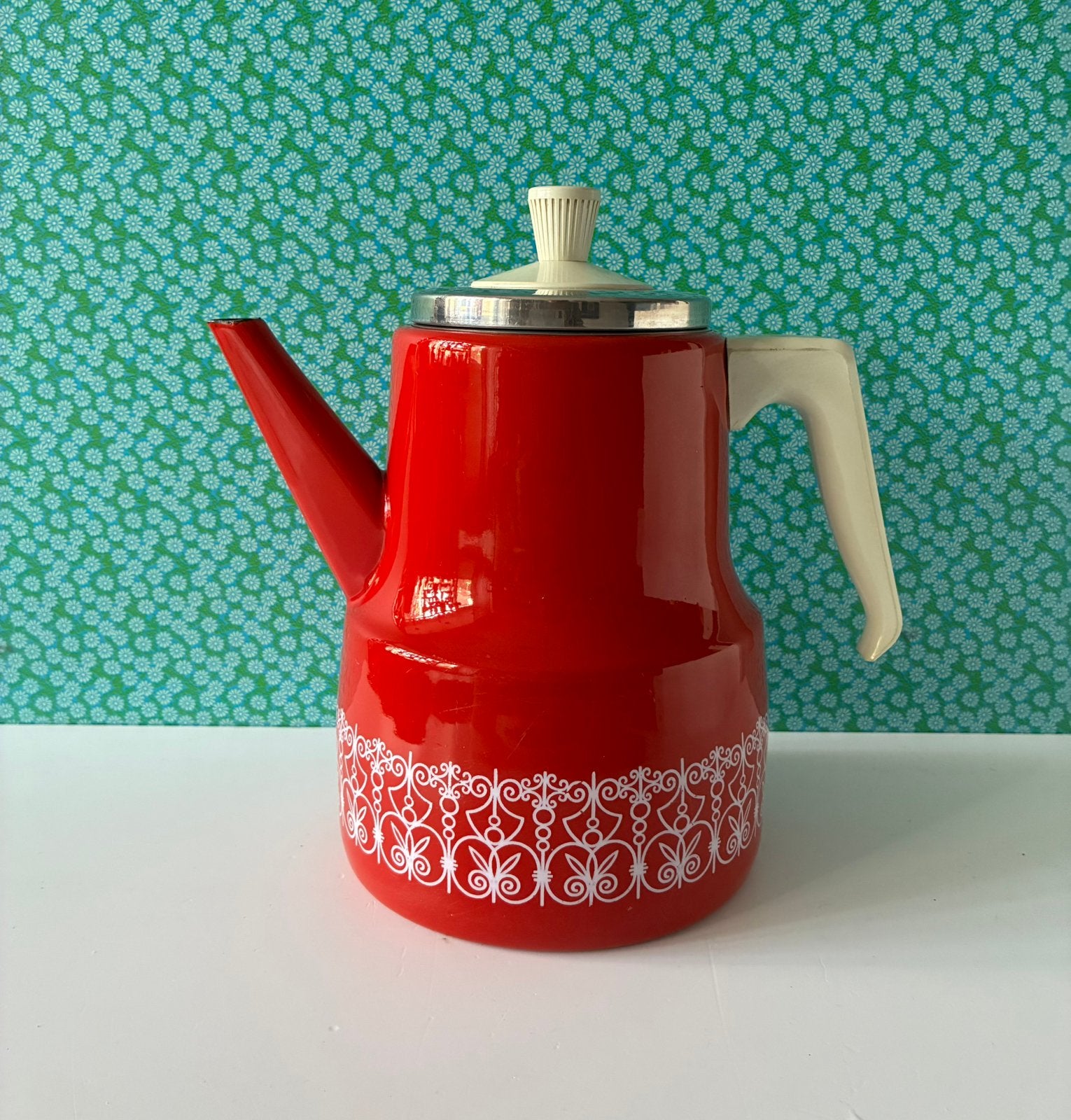 Vintage scandinavisch geemailleerde koffie/thee pot, Ophalen of Verzenden