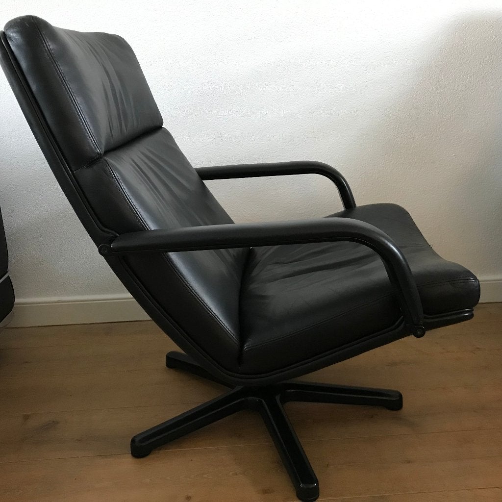 IZGS Artifort design fauteuil stoel F141 142 zwart leer, Ophalen, Zo goed als nieuw, Nvt, Nvt