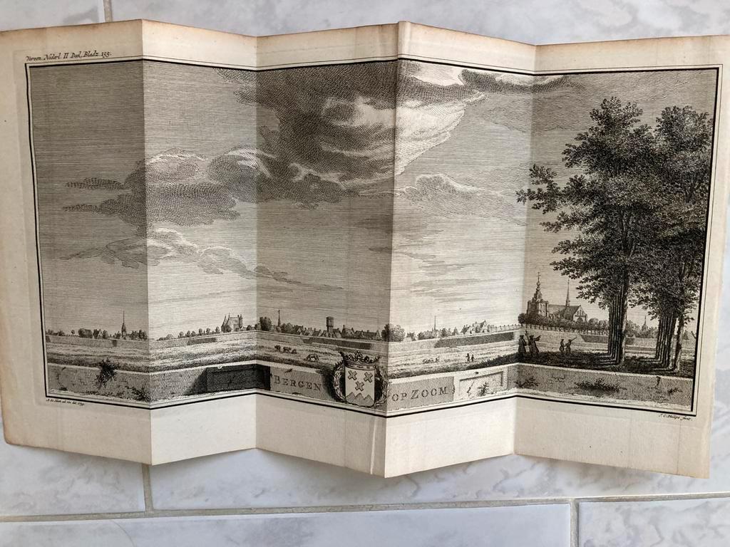 Bergen op Zoom, J.C.Philips, or. gravure 1739, afm. 34x16cm., Ophalen of Verzenden