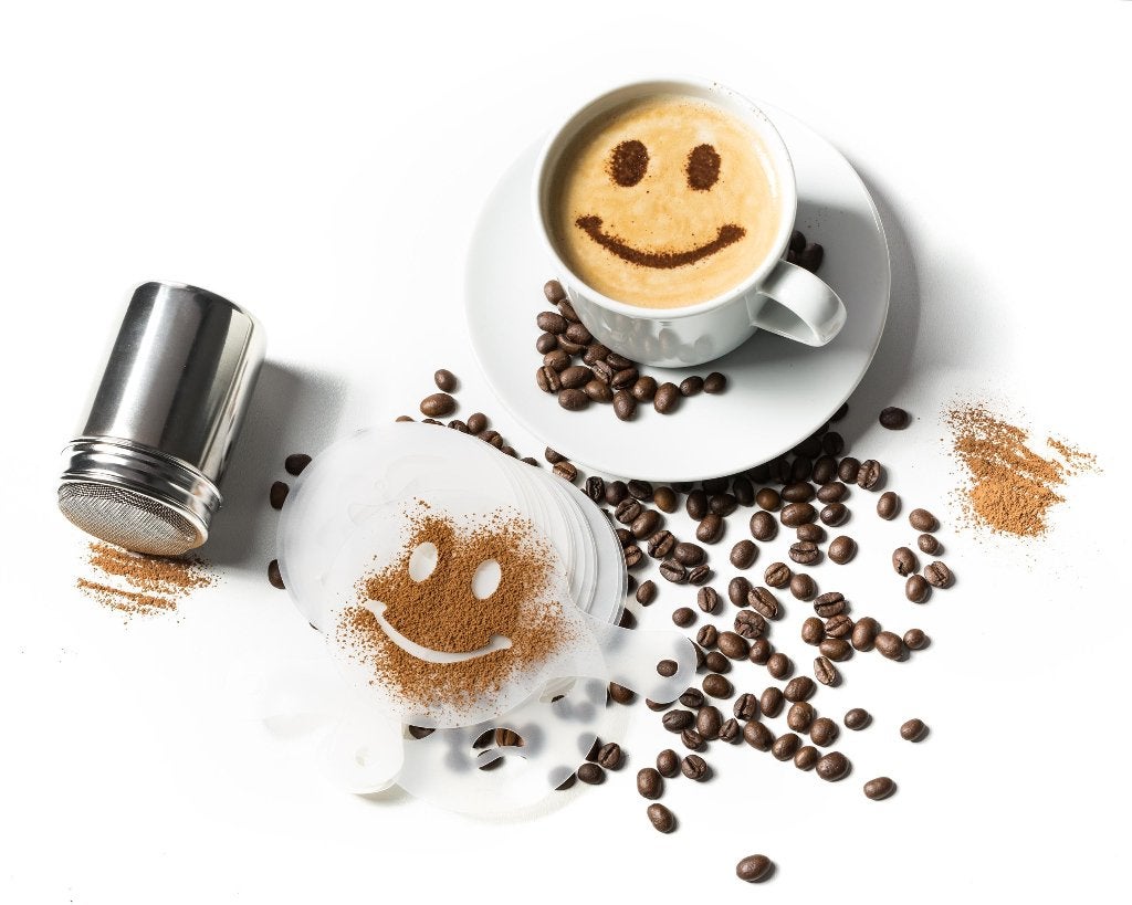 Koffie decoratie set met leuke sjablonen, Overige typen, Kunststof, Nieuw, Ophalen of Verzenden