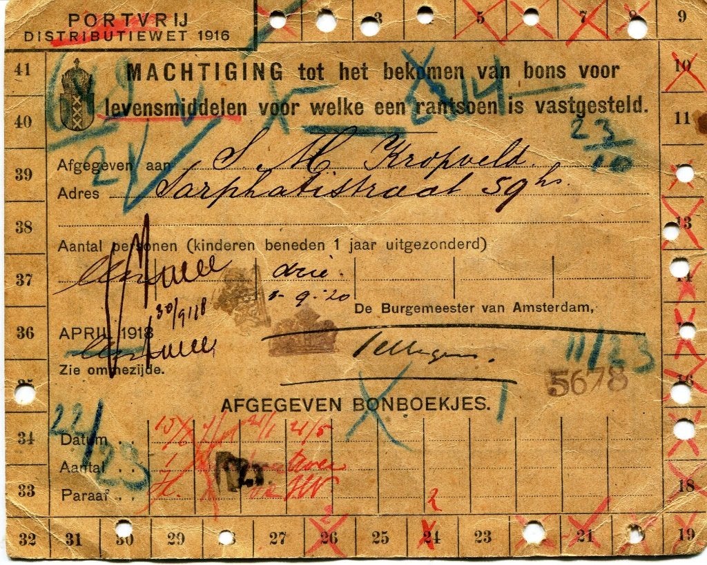 Originele WOI Distributie Machtiging Amsterdam (1918), Verzenden