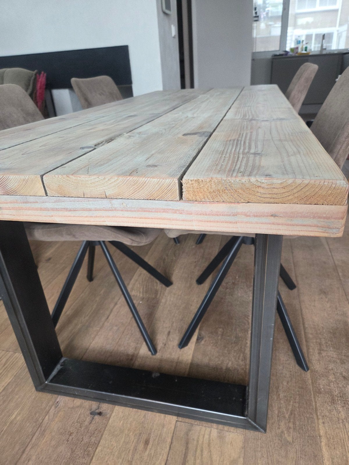 steigerhouten tafel, Ophalen, 50 tot 100 cm, Zo goed als nieuw, 150 tot 200 cm