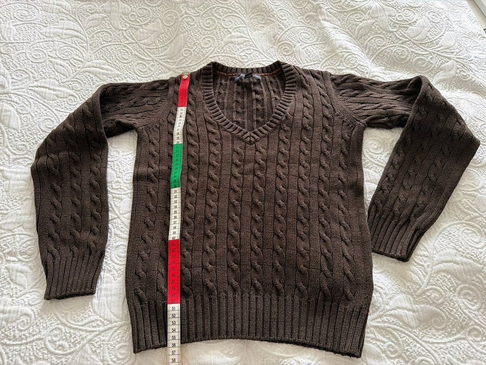 Tommy Hilfiger dames trui met V-hals - Maat S, Ophalen of Verzenden, Gedragen, Maat 36 (S), Bruin