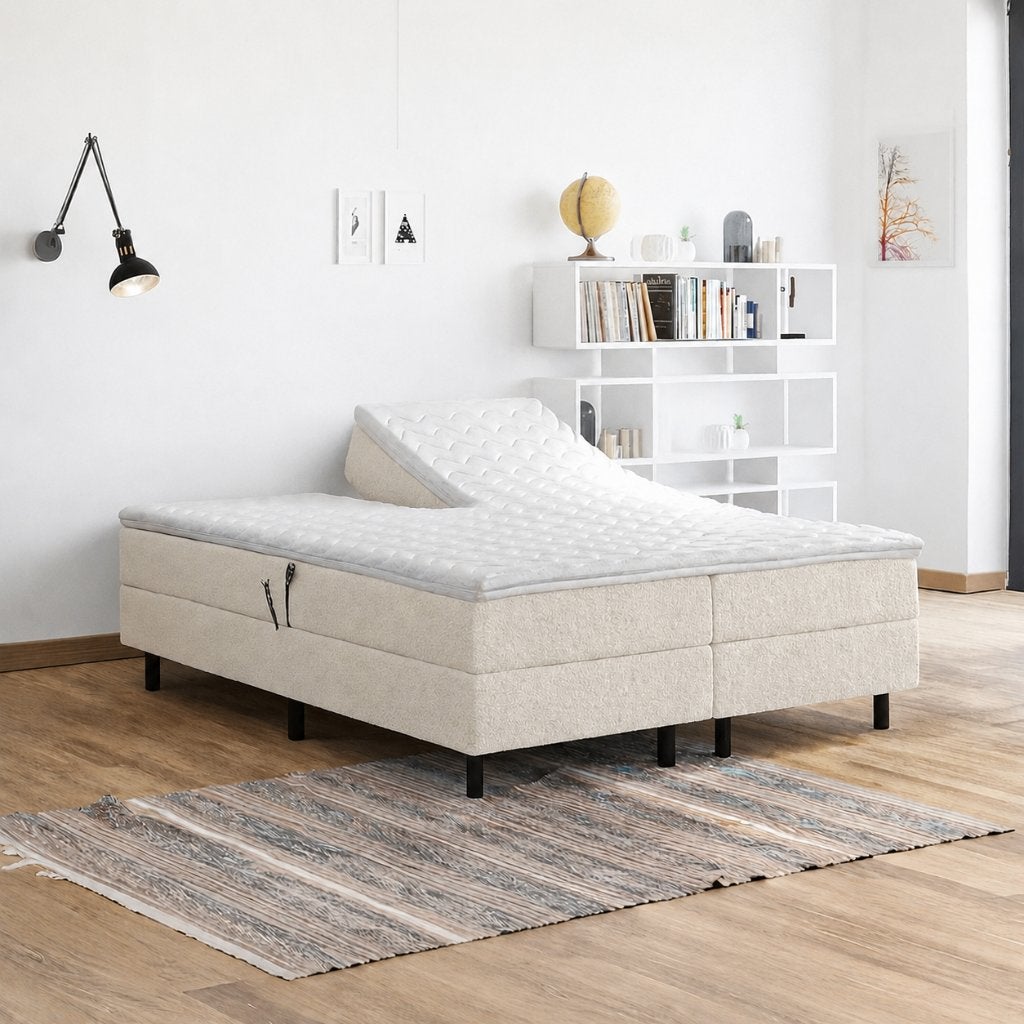 ACTIE Elek. boxspring 180 x 200 TEDDY stof Creme | Zonder HB