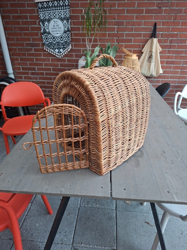 Reismandje katten riet vintage, Ophalen, Zo goed als nieuw