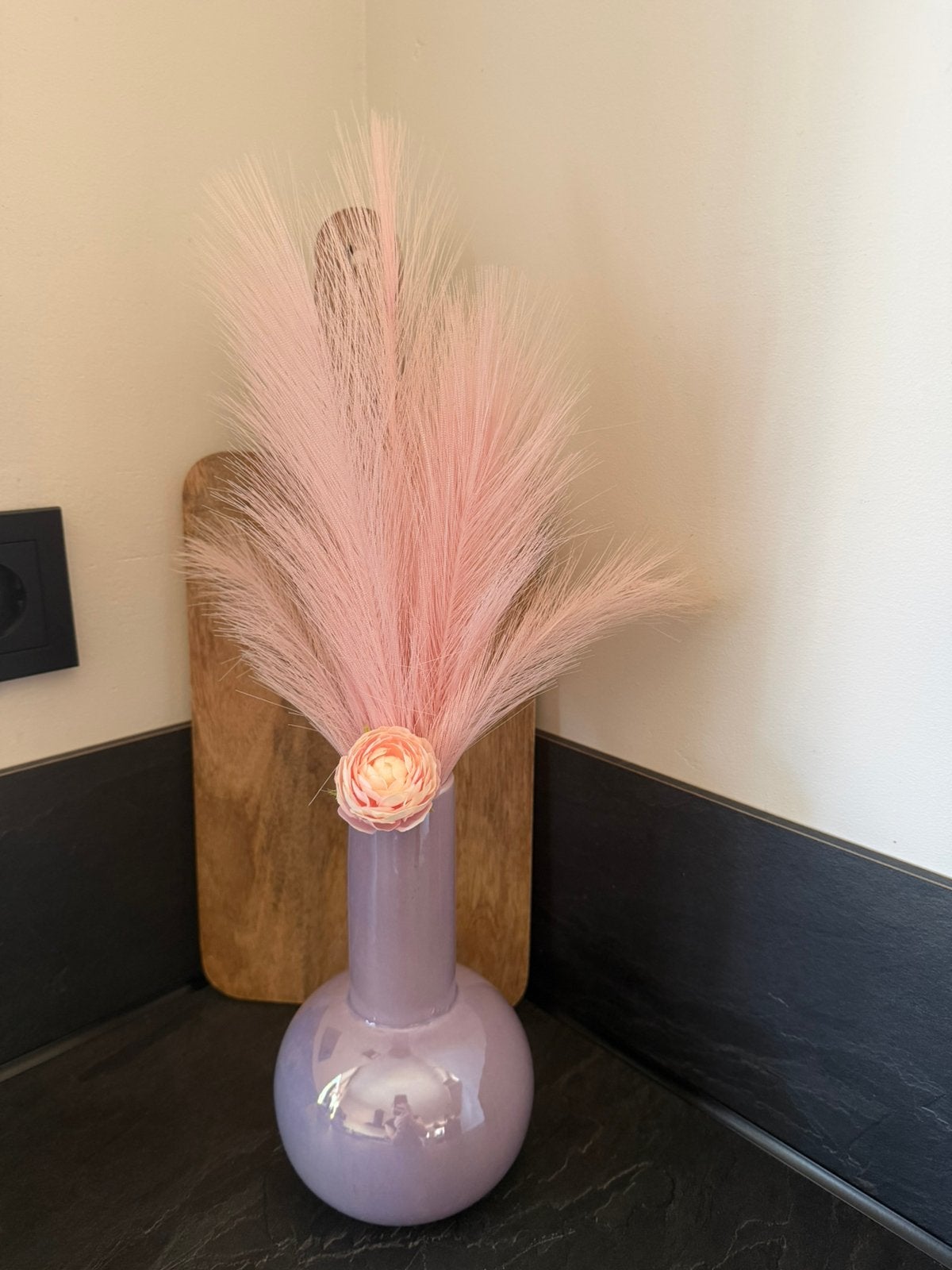 Vaas met kunst takjes, Ophalen of Verzenden, Nieuw, Paars, 20 cm