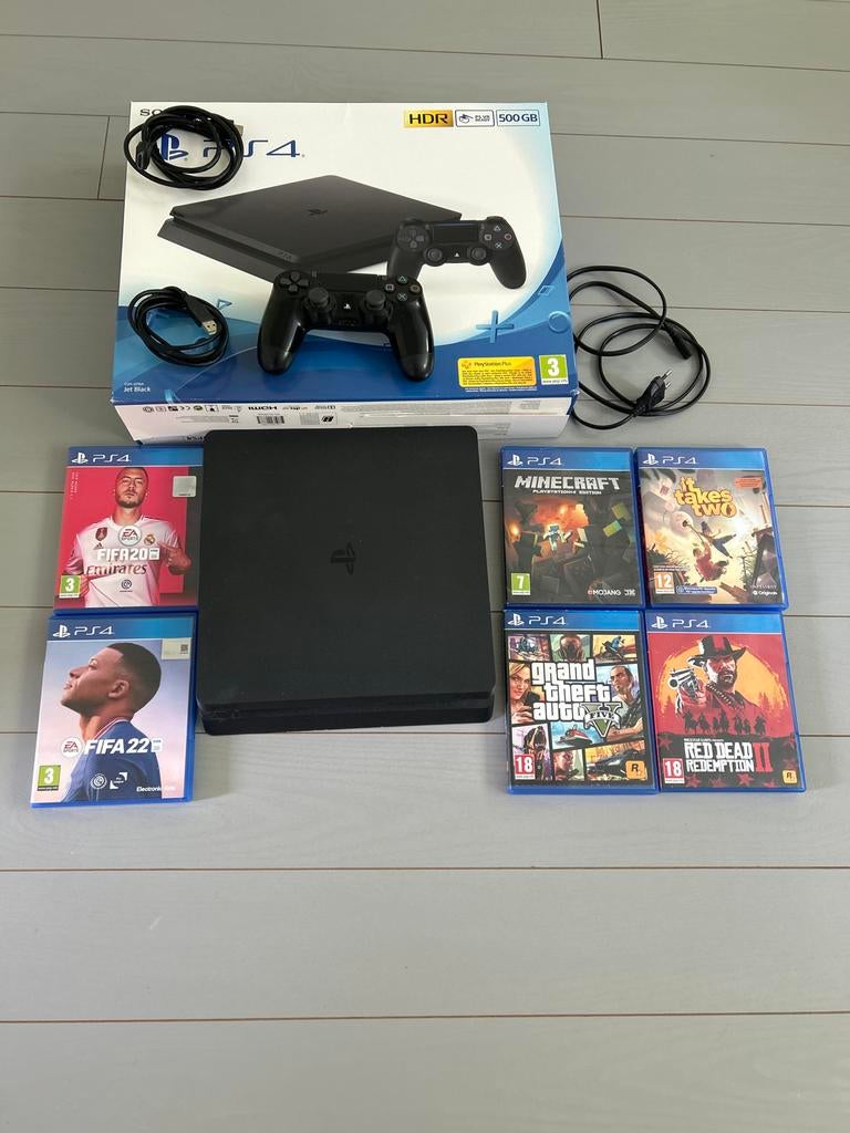PlayStation 4 Slim 500GB met 1 controller en 6 games, Spelcomputers en Games, Spelcomputers | Sony PlayStation 4, Met 2 controllers