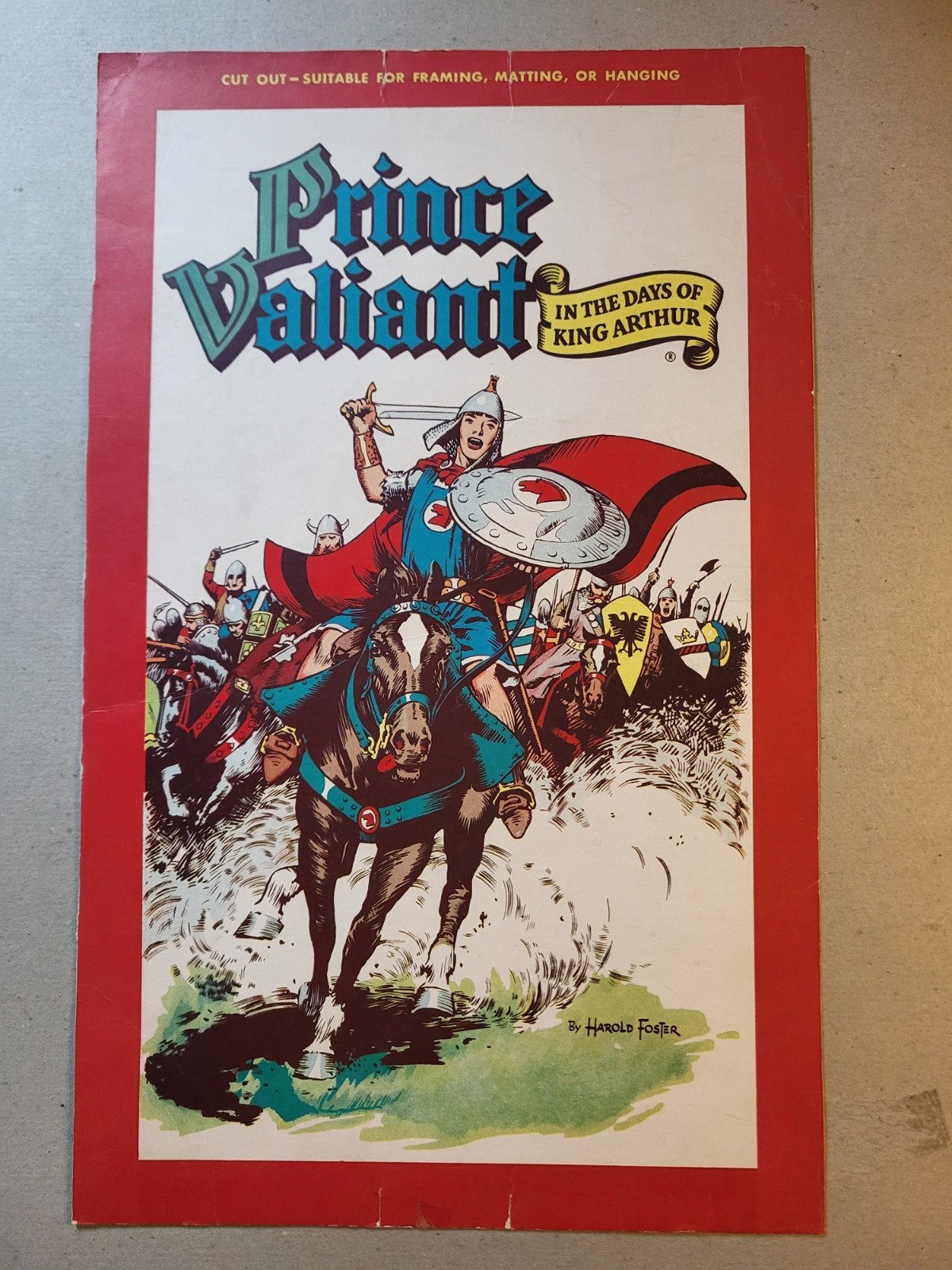 prins prince valiant.zeefdruk. 29.5x 47.5  1954, Ophalen of Verzenden, Plaatje, Poster of Sticker