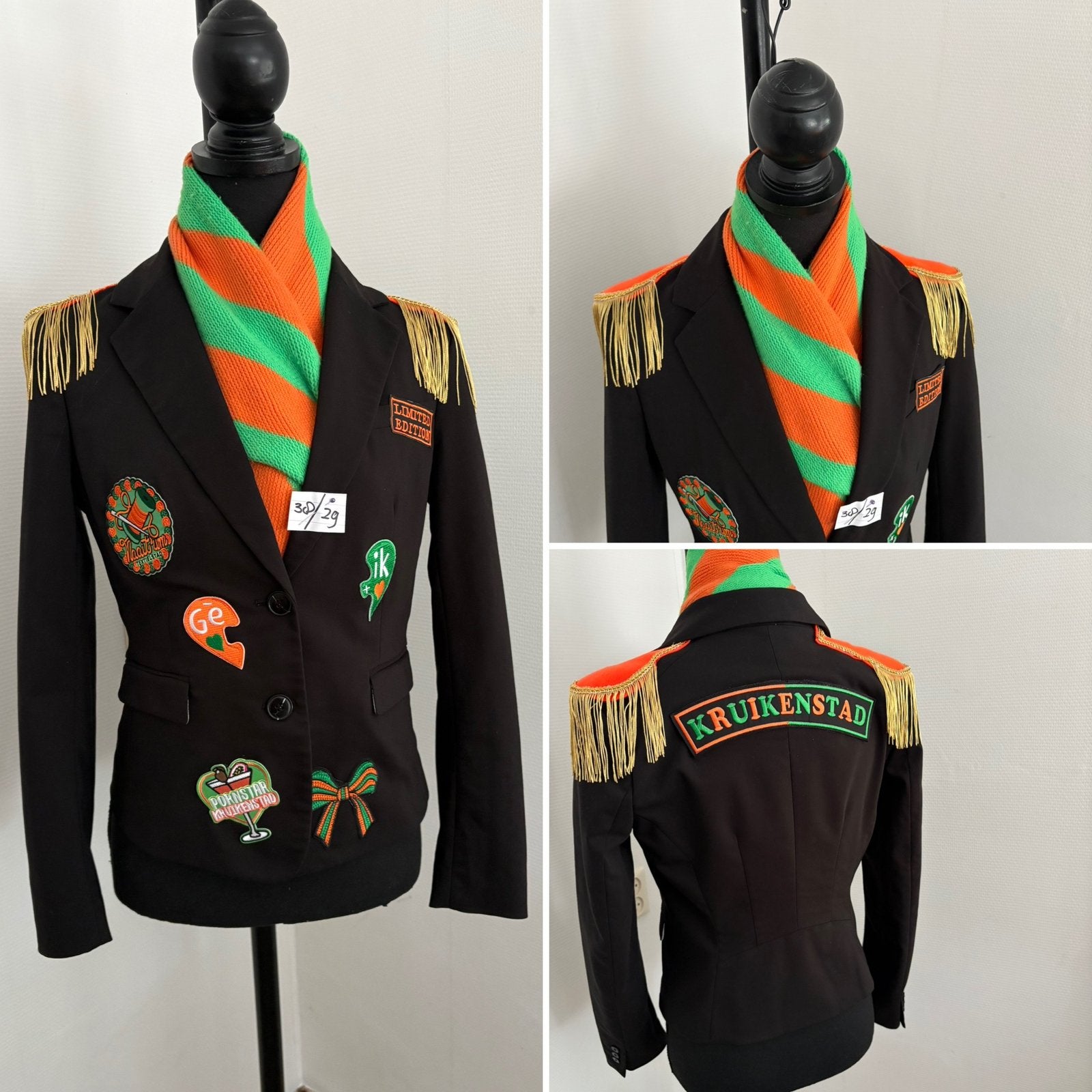 (29) Kruikenstad Colbert/Jas maat 38 Emblemen Epauletten, Ophalen of Verzenden, Zo goed als nieuw, Maat 38/40 (M), Carnaval