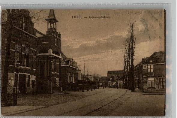 Lisse Gemeentehuis tramspoor, Verzamelen, Ansichtkaarten | Nederland, Verzenden, Voor 1920, Ongelopen, Zuid-Holland
