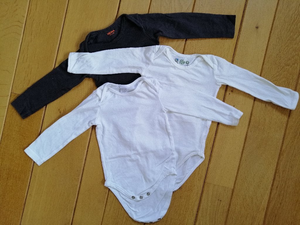 HEMA rompers set van 3 met lange mouw maat 62/68, Ophalen of Verzenden, Hema, Jongetje of Meisje, Nacht- of Onderkleding