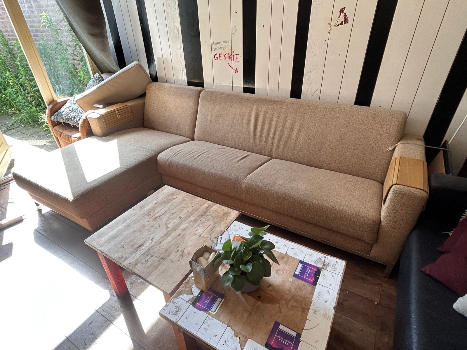 Bank (beige) (GRATIS AFHALEN), Ophalen of Verzenden, Gebruikt, Bank