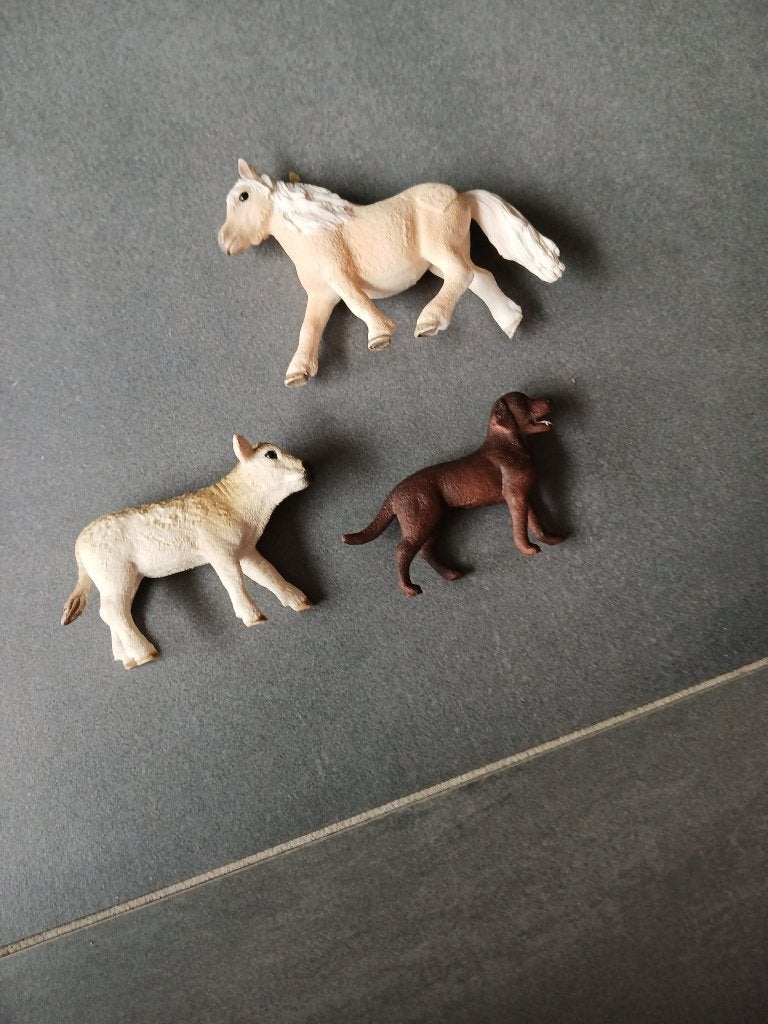 Schleich - Shetlander, kalf en hond, Ophalen, Zo goed als nieuw