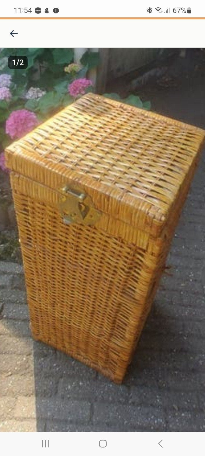 Mooie rieten mand met deksel, ideaal voor het opbergen van d, Huis en Inrichting, Woonaccessoires | Schalen en Manden, Ophalen