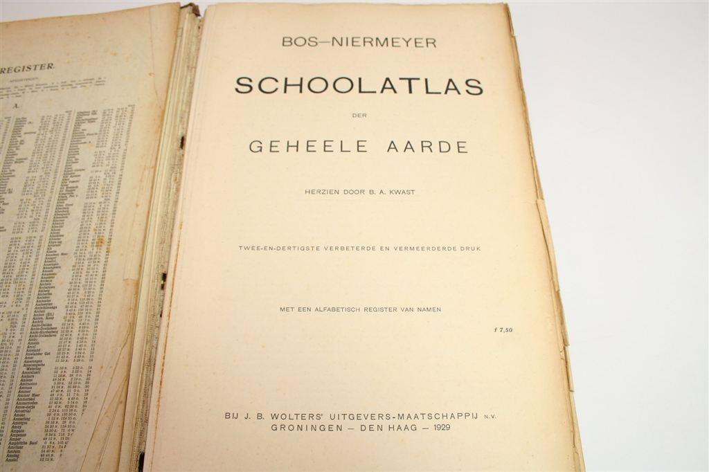 Vintage Bosatlas [32e dr 1929] — Bos-Niermeyer + Register, Gelezen, Ophalen of Verzenden, Landkaart, 1800 tot 2000