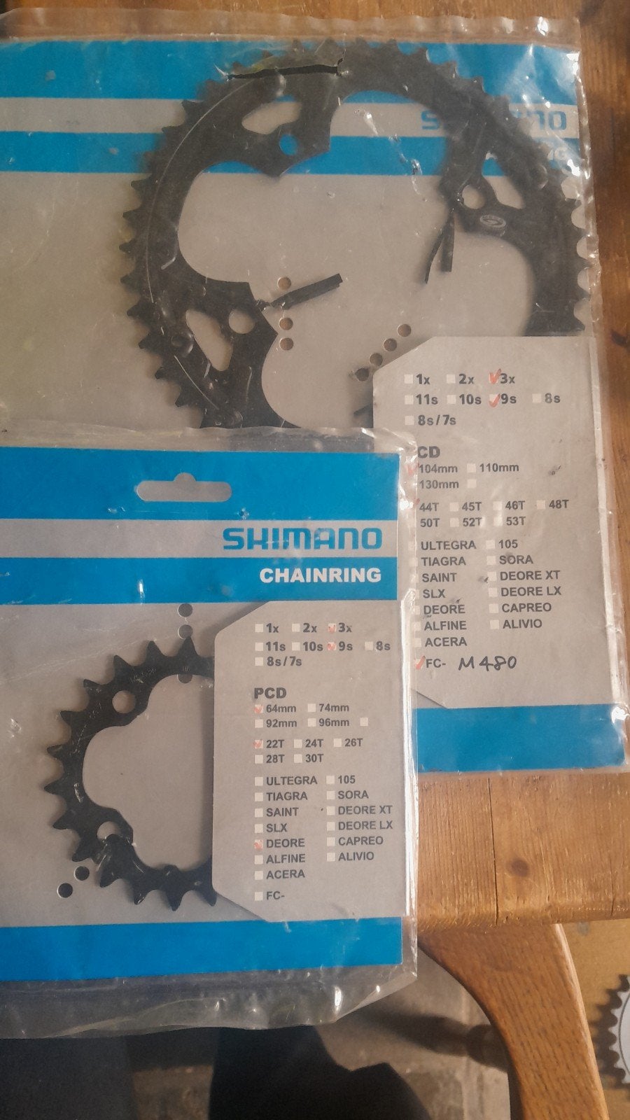 NOS nieuw shimano tandwielen  22 64bcd 44 104bcd, Fietsen en Brommers, Overige typen, Ophalen of Verzenden, Toerfiets, Shimano