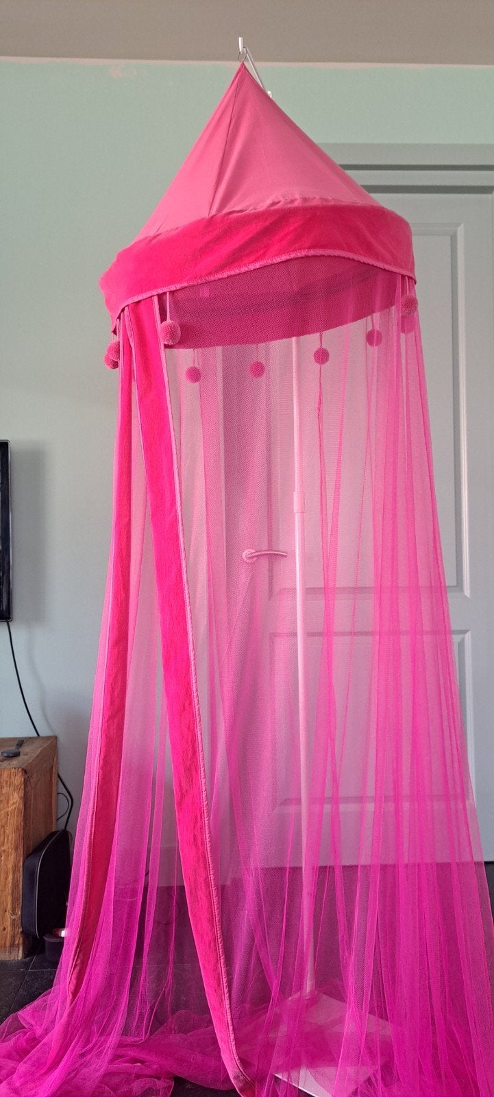 Roze klamboe/bedhemel voor kinder- of babykamer, Ophalen, Gebruikt, Ophangbaar, Klamboe