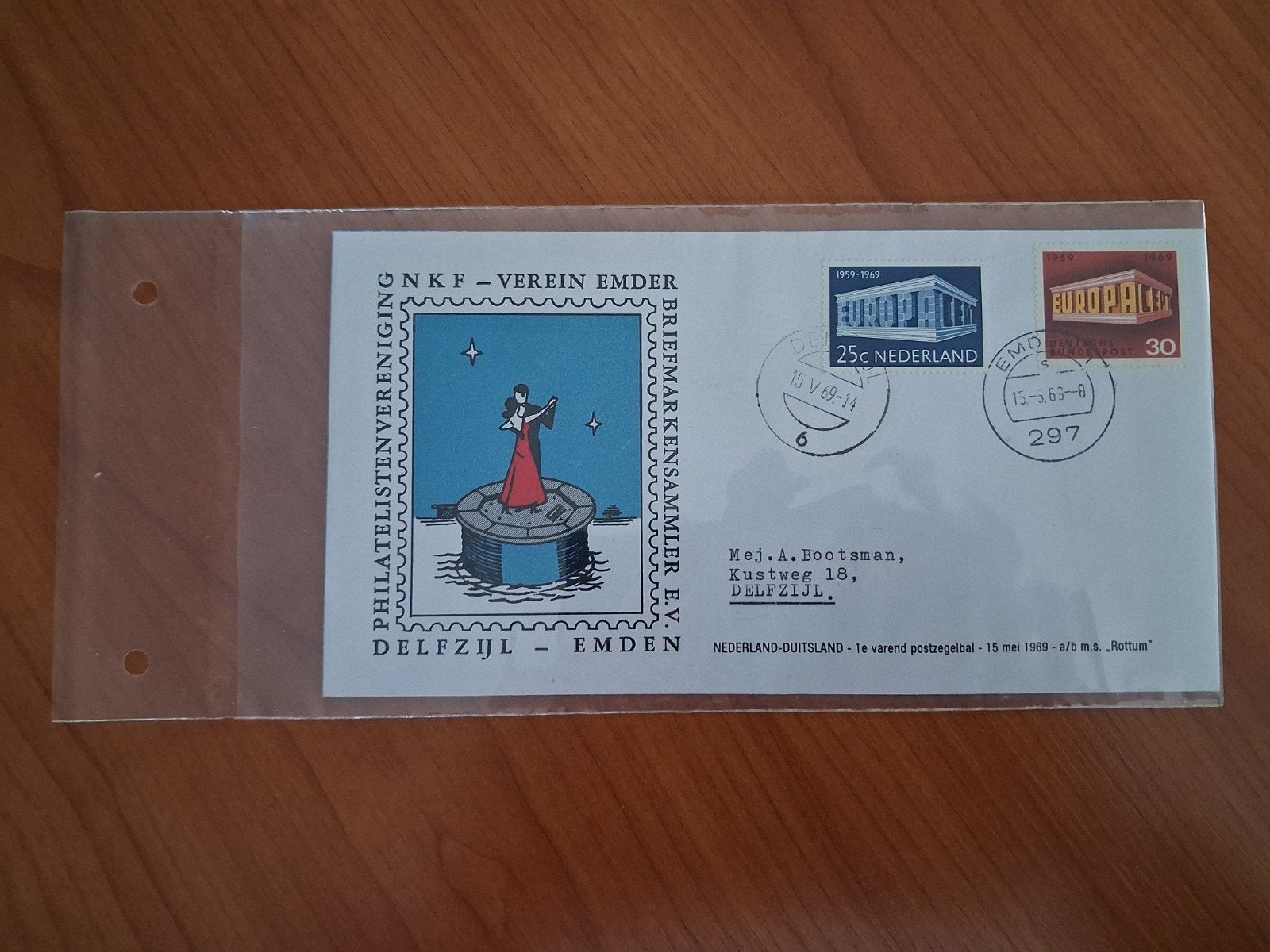 Eerste Dag Envelop (FDC) Nederland-Duitsland 1969, Ophalen of Verzenden, Na 1940, Gestempeld