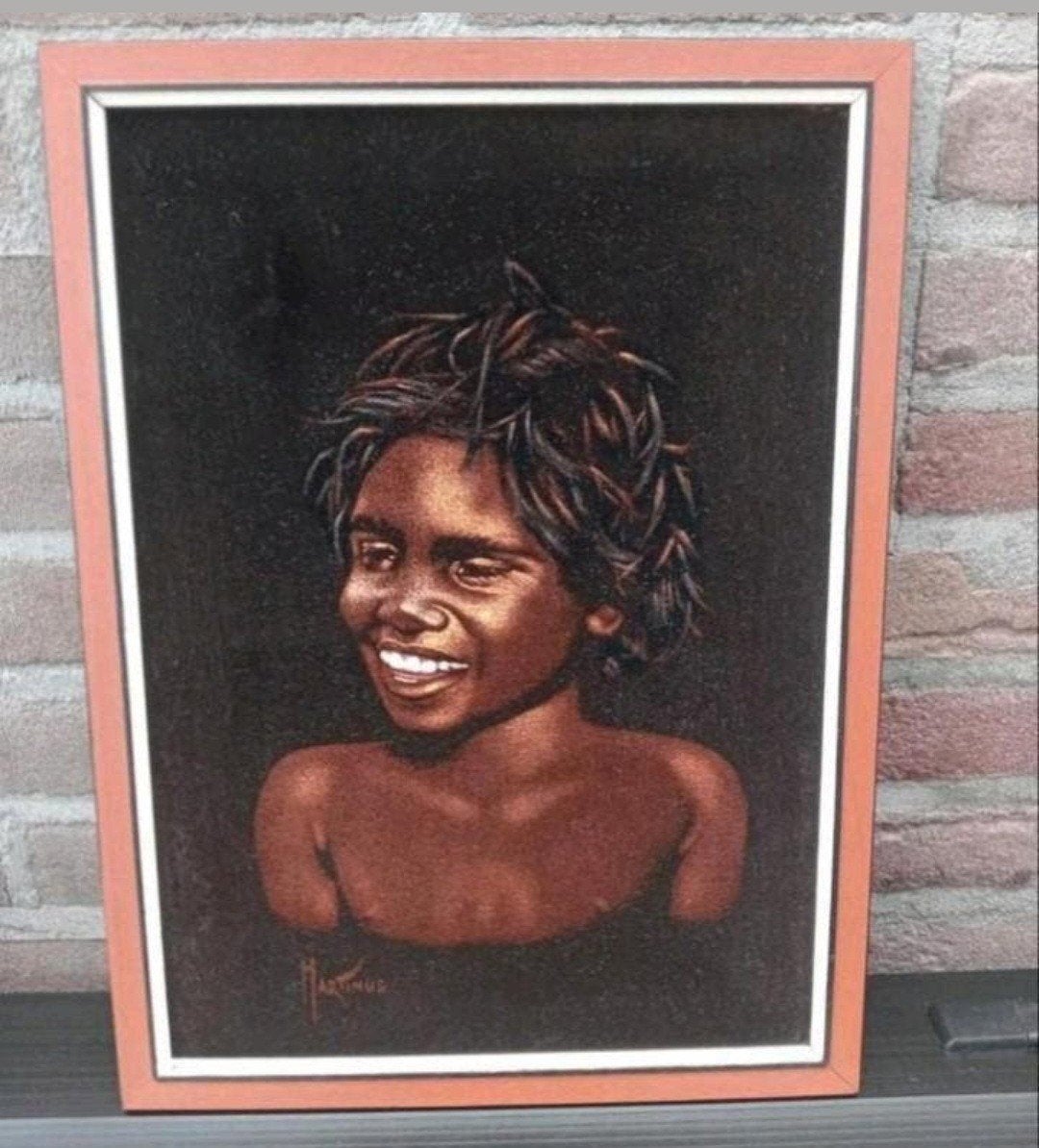 Martinus Aboriginal lachend kinderportret, Antiek en Kunst, Ophalen