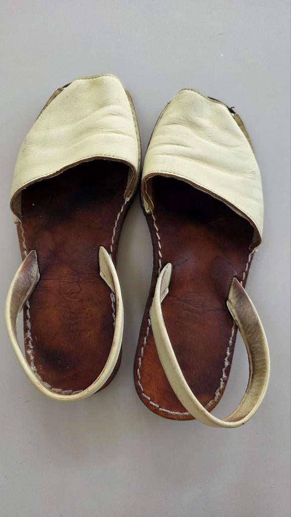 Zomerse Spaanse leren sandalen, lichtgroen 39, Onbekend, Gedragen, Groen, Sandalen of Muiltjes