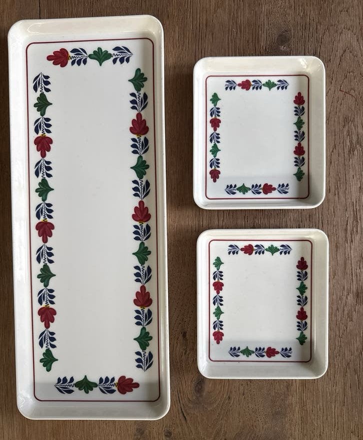 Set van 3 vintage schaaltjes boerenbont Boch, Ophalen of Verzenden