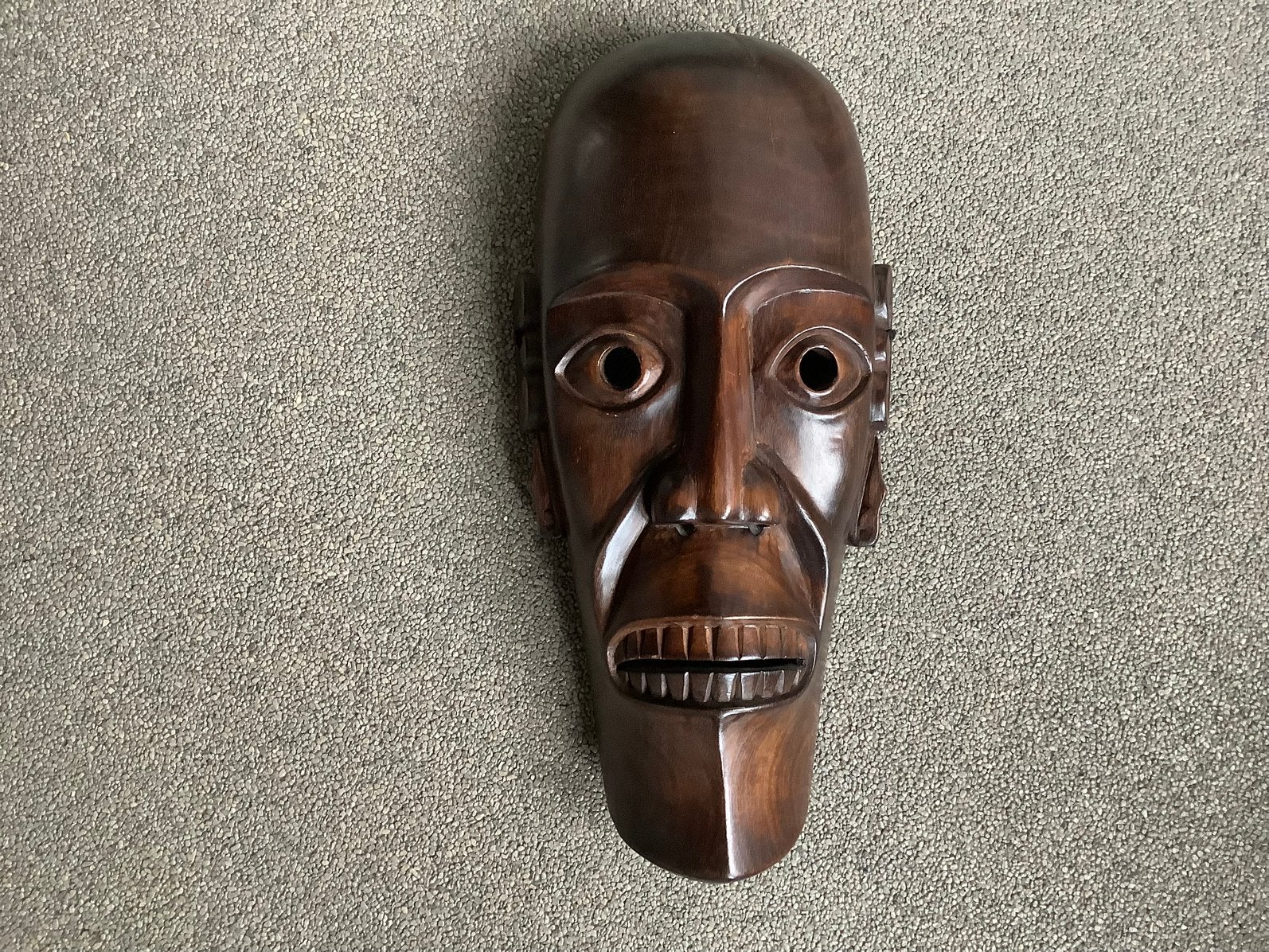 Intrigerend Masker Batak Art houtsnijwerk Sumatra blikvanger, Bruin, Masker, Ophalen of Verzenden, Indonesië