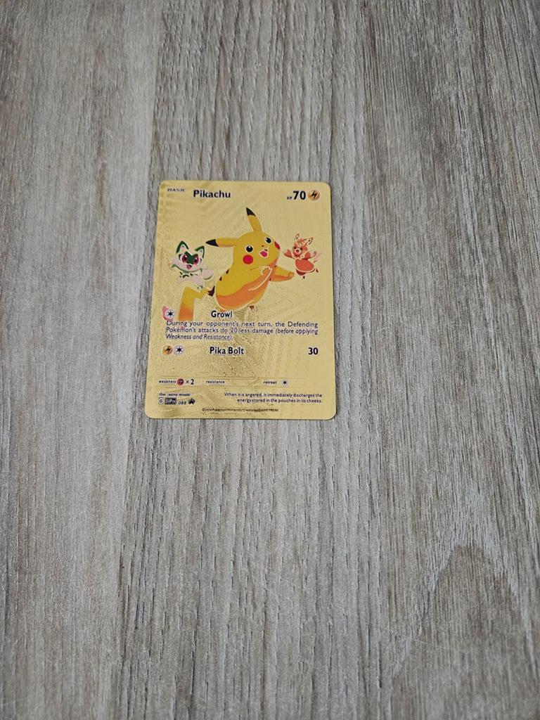 Pikachu gold metal pokemon card, Ophalen of Verzenden
