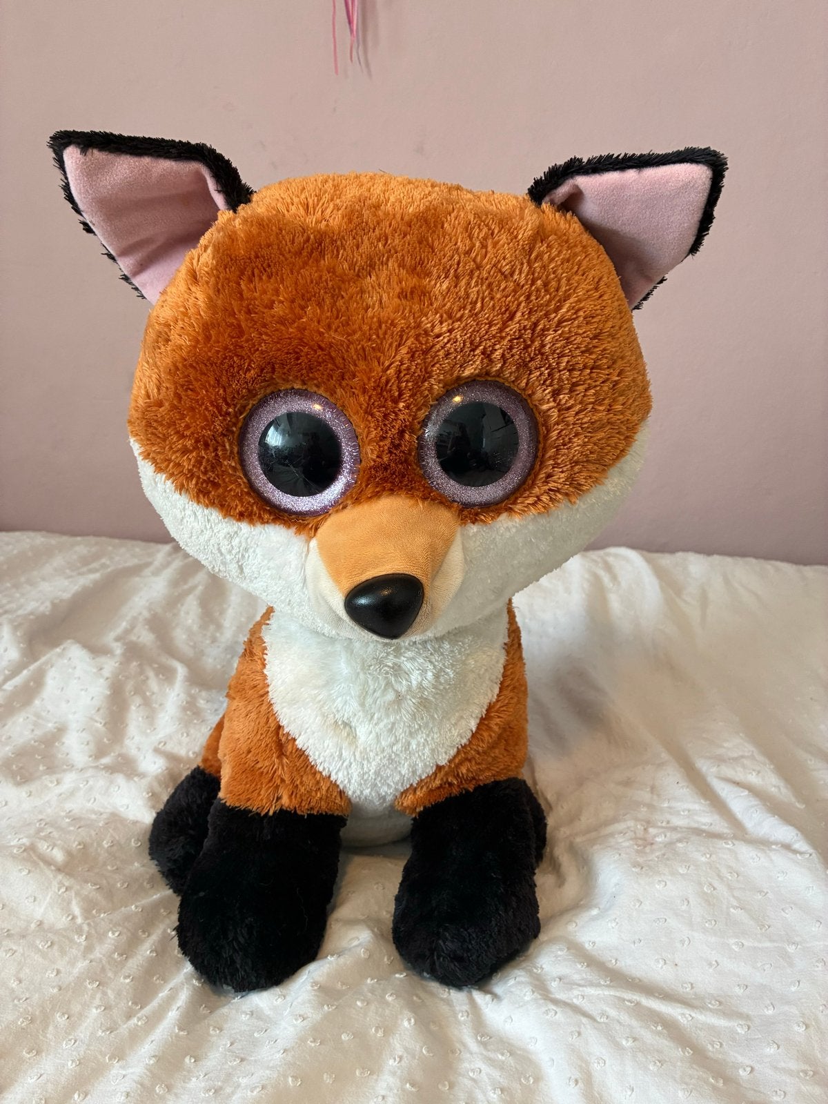 Schattige Ty Beanie Boo Vos Knuffel - Grote Ogen, Oranje, Ophalen of Verzenden, Middelgroot (20 tot 80 cm), Ty