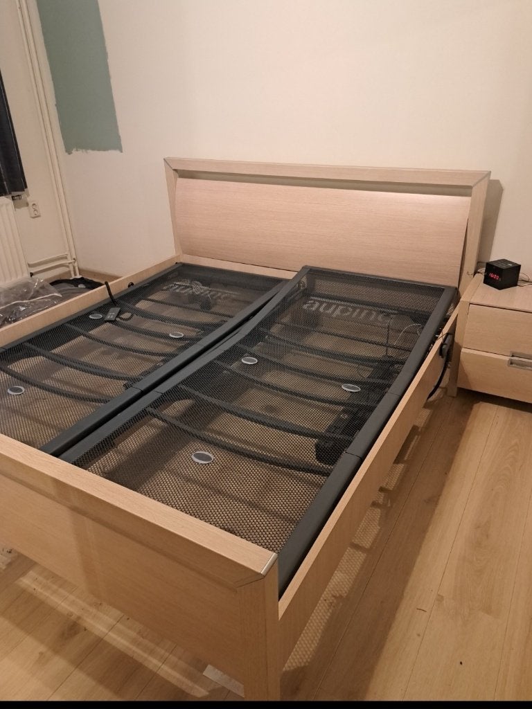 Tweepersoonsbed met Auping verstelbare bodem, Ophalen, Tweepersoons, 180 cm, 200 cm
